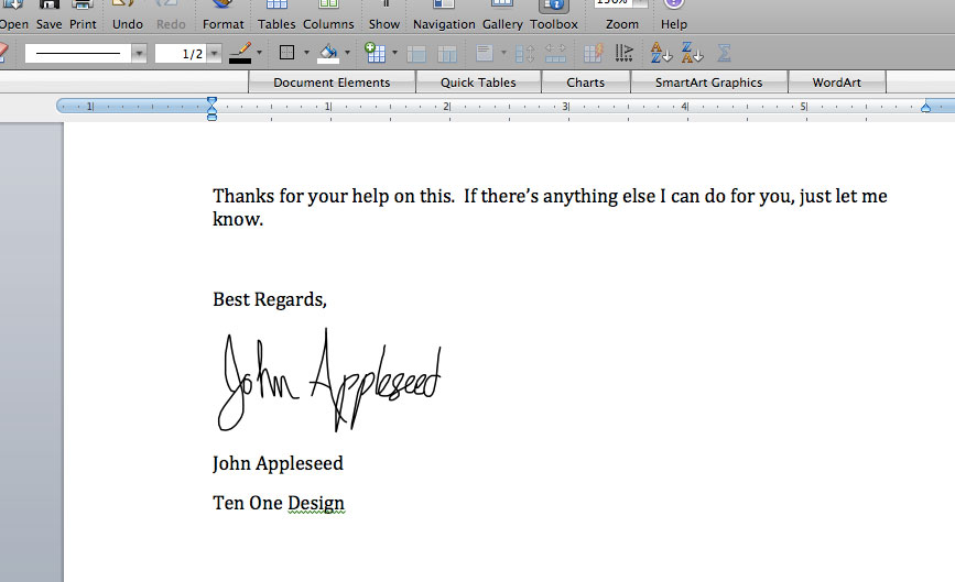 electronic signature on mac word